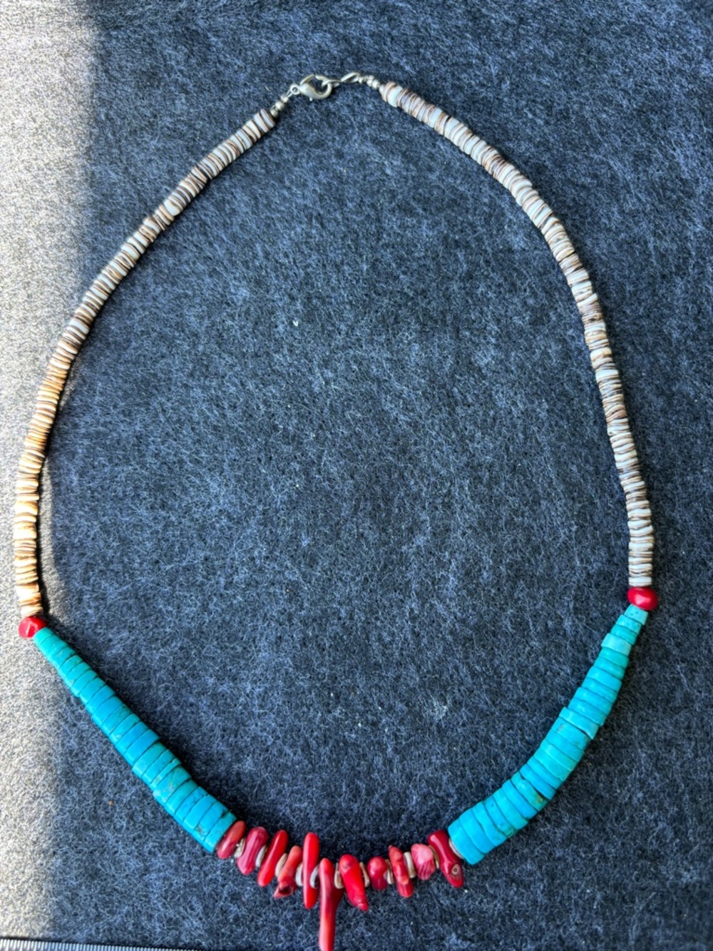 Handmade Turquoise & Red Bead Necklace - Women